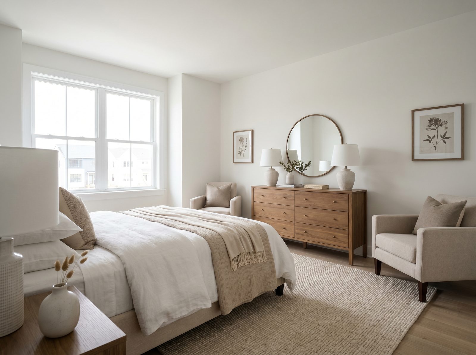 A well-composed interior real estate photo with perfectly straight vertical lines and balanced framing